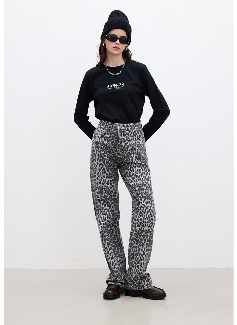 Manuka Patterned Gabardine Trousers Leopard  - Image 2