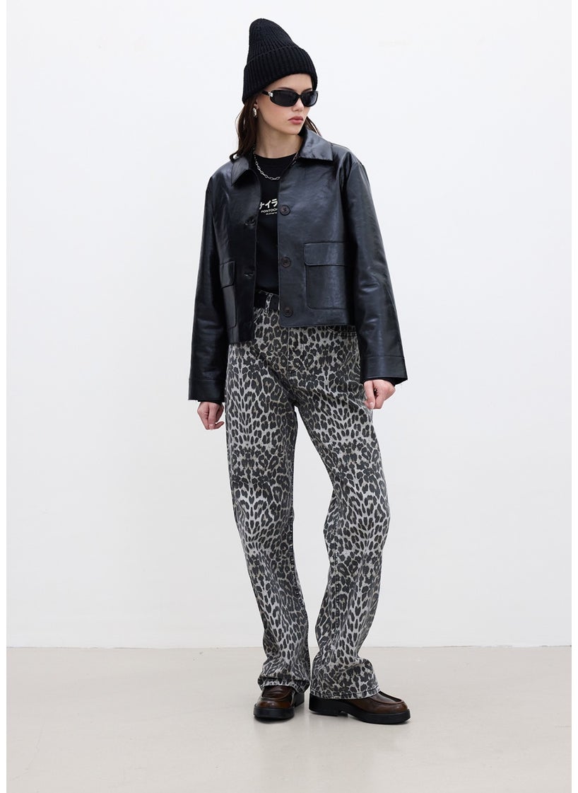 Manuka Patterned Gabardine Trousers Leopard  - Image 4