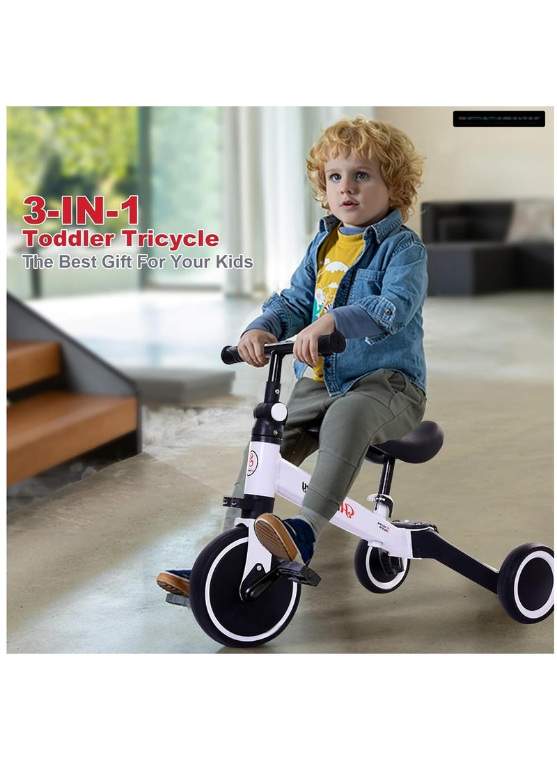 Kimaya 3-in-1 Baby Tricycle with 3 Wheels, Kids Pedal Tricycle for 1-4 Years Old, Toddler Tricycle for Indoor-Outdoor, Balance Bike with Removable Pedal for Boys and Girls (White)  - Image 2