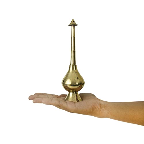 Spillbox Brass Sprinkler Bottle for Holy Water, Gangajal and Perfume Gulab Pash Rose Brass Water Paneer Sombu –(Small, 8 Inch) - Image 3