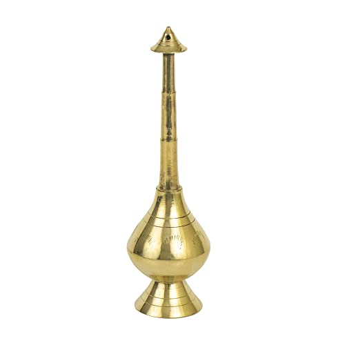 Spillbox Brass Sprinkler Bottle for Holy Water, Gangajal and Perfume Gulab Pash Rose Brass Water Paneer Sombu –(Small, 8 Inch) - Image 1