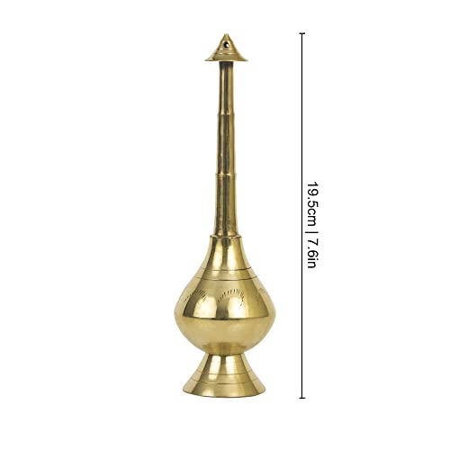 Spillbox Brass Sprinkler Bottle for Holy Water, Gangajal and Perfume Gulab Pash Rose Brass Water Paneer Sombu –(Small, 8 Inch) - Image 4