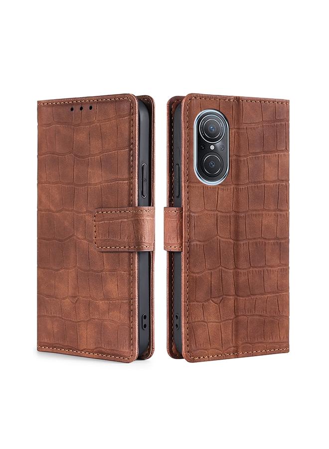 S-TOP Case For Huawei nova 9 SE Skin Feel Crocodile Magnetic Clasp Leather Phone Case - Image 2