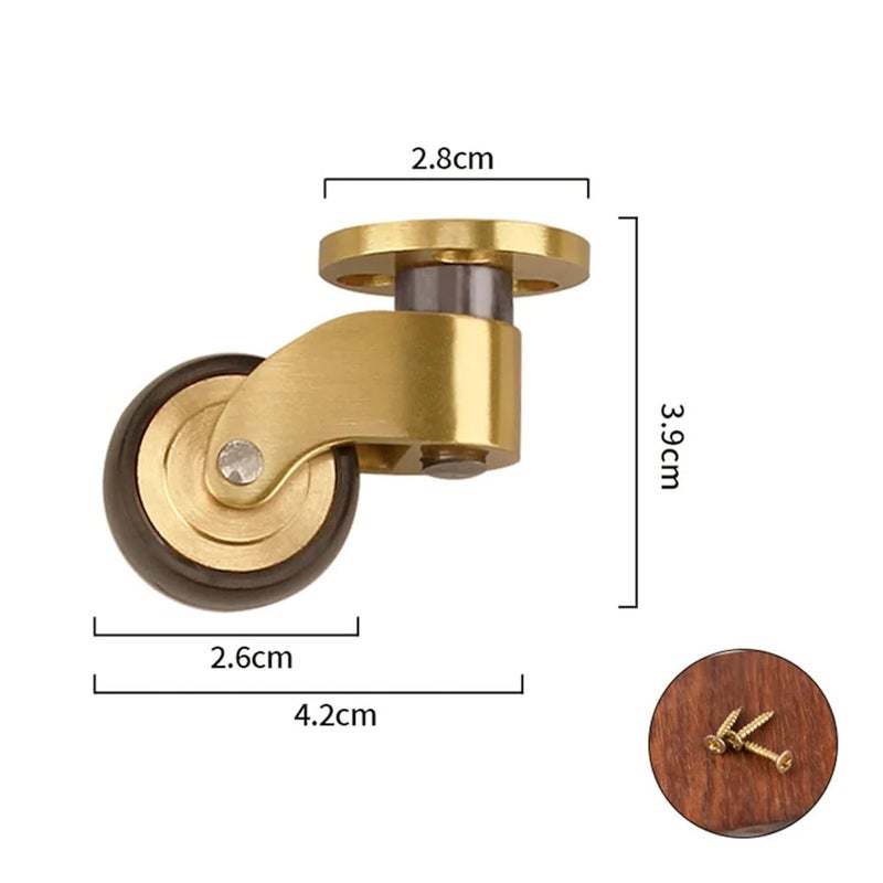 T4925 عجلات دوارة من النحاس الصلب 360 درجة عجلات الأثاث الدوارة - Image 4
