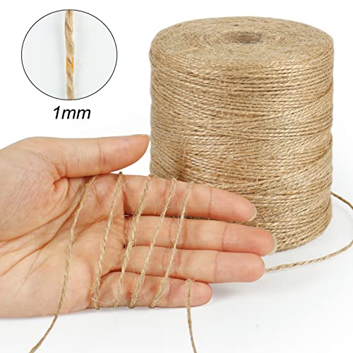 Tenn Well 1500 Feet Natural Jute Twine, 1mm Thin Brown Twine String for Crafts, Crocheting, Gift Wrapping, Gardening and Christmas Decorations - Image 3