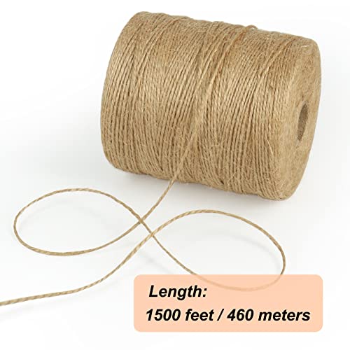 Tenn Well 1500 Feet Natural Jute Twine, 1mm Thin Brown Twine String for Crafts, Crocheting, Gift Wrapping, Gardening and Christmas Decorations - Image 2