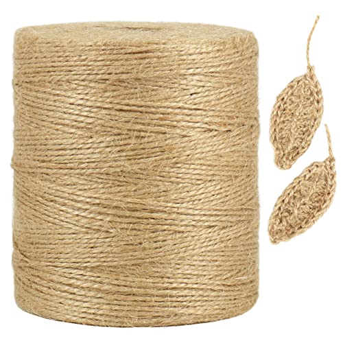 Tenn Well 1500 Feet Natural Jute Twine, 1mm Thin Brown Twine String for Crafts, Crocheting, Gift Wrapping, Gardening and Christmas Decorations - Image 1