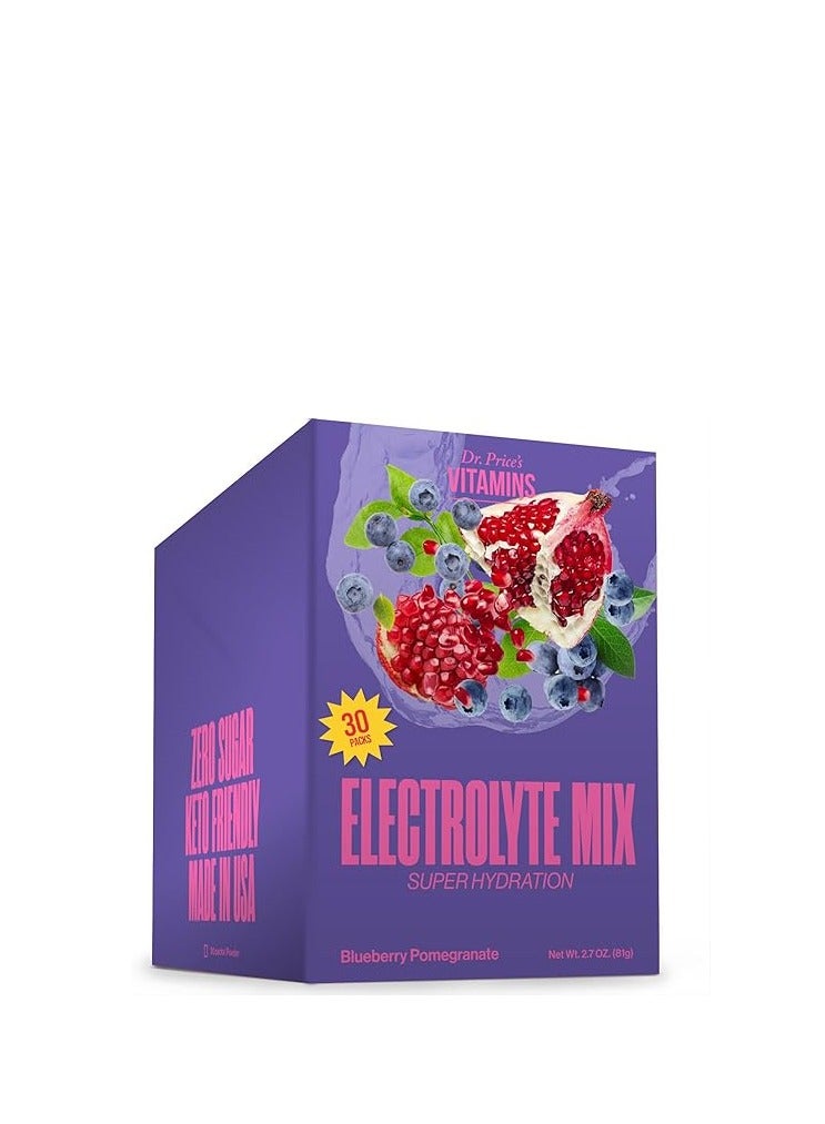Electrolytes Powder Packets - Electrolytes No Sugar - Hydration Packets - Electrolyte Mix - Keto Electrolytes - Fasting Electrolytes - Water Enhancer, No Tablets - 30 Packets Blueberry-Pomegranate
