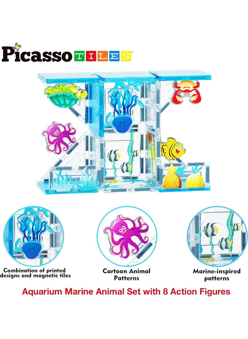 PicassoTiles مجموعة بلاط بيكاسو المغناطيسية للحيوانات البحرية في حوض السمك 26 قطعة | متوافقة مع البلاط المغناطيسي | كتل بناء | ألعاب STEM | مجموعة ألعاب تعليمية | كتل تكديس | مجموعة بناء للأطفال لتطوير الدماغ - Image 4