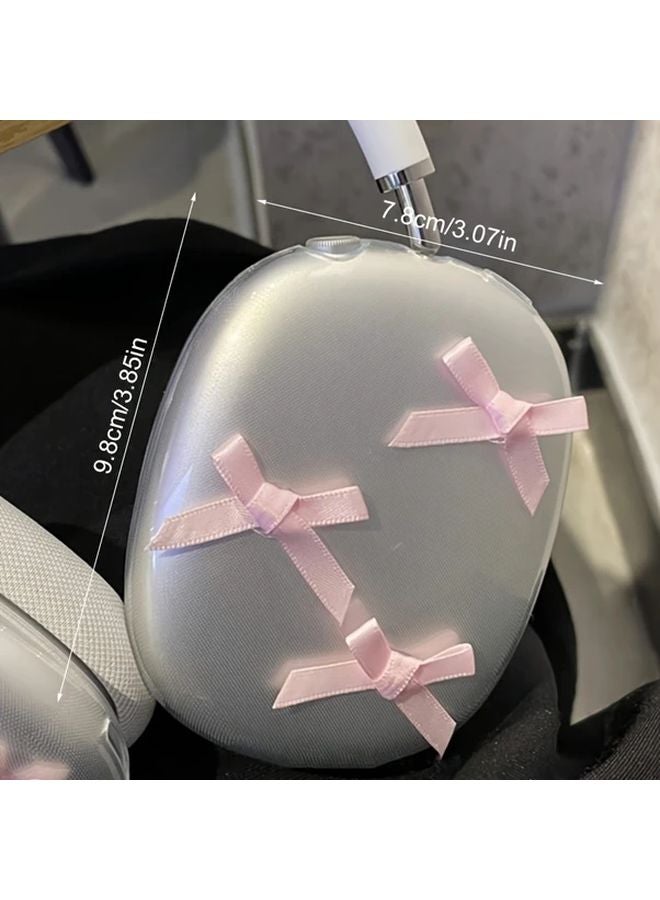 2pcs Pink Bow Headphone Protective Cover Transparent TPU Ear Cap For Max Headphones - Image 5