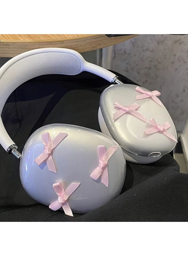 2pcs Pink Bow Headphone Protective Cover Transparent TPU Ear Cap For Max Headphones - Image 4