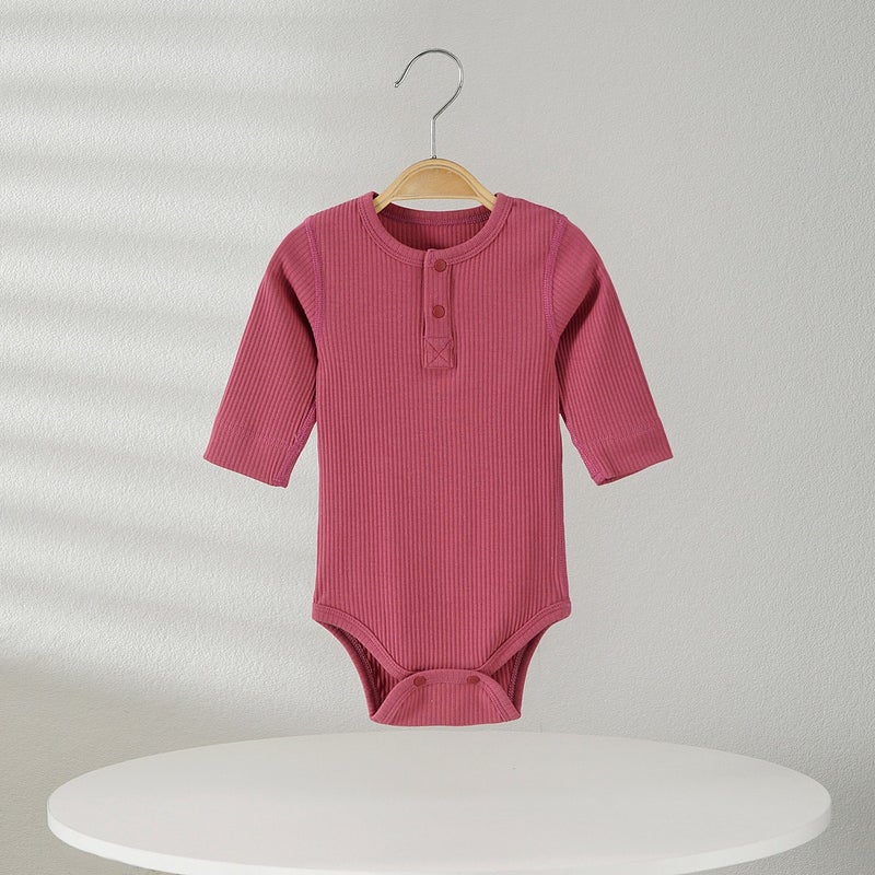 Lai Te Xiong Baby Long-Sleeve Bodysuit Cotton Romper for Newborns, Triangle Snap Closure, Unisex, Spring Fall, 0-12 Months - Image 4