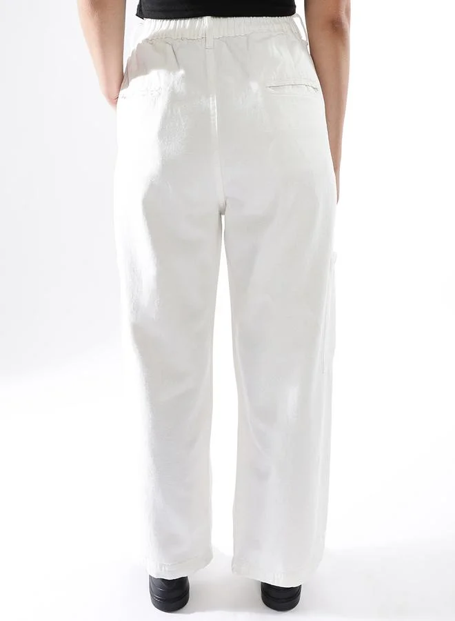Hubberholme Women Baggy Fit Parachute Cargo High-Rise Light Fade Jeans
