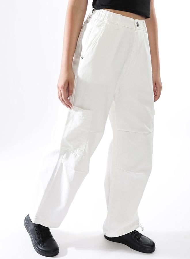 Hubberholme Women Baggy Fit Parachute Cargo High-Rise Light Fade Jeans  - Image 3