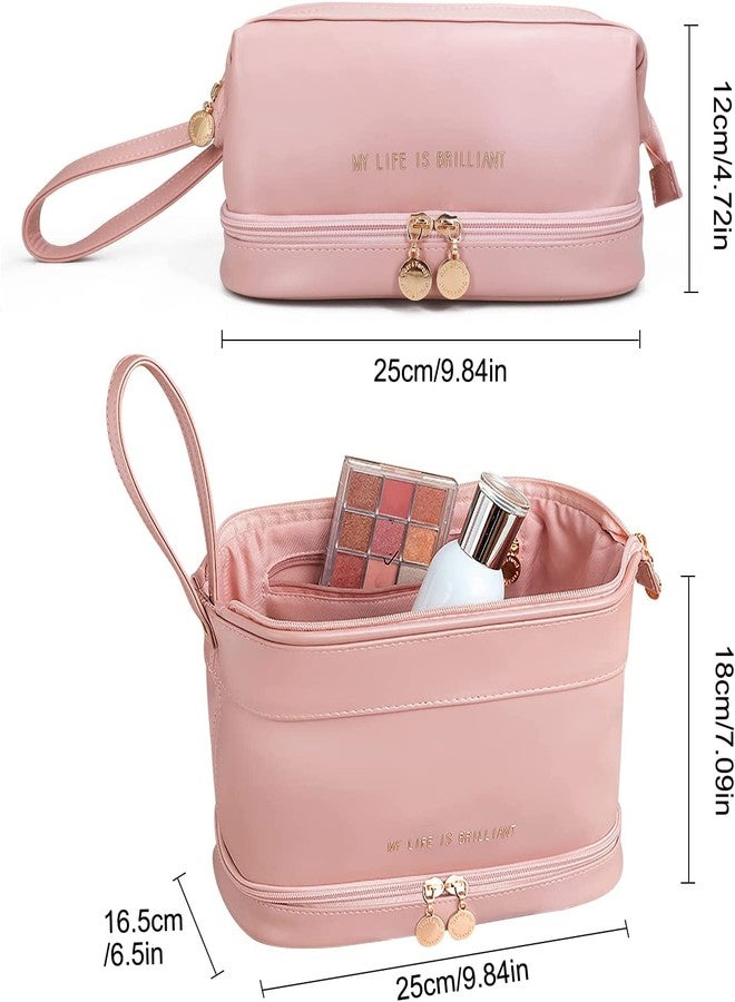 Calyrex Cosmetic Travel Bag, Double Layer Cosmetic Bag, Large Makeup Bag, Travel Makeup Bag, Makeup Organizer Bag, Leather Cosmetic Bag, Waterproof Toiletry Bag for Women Girls, Cosmetic Bag - Image 5