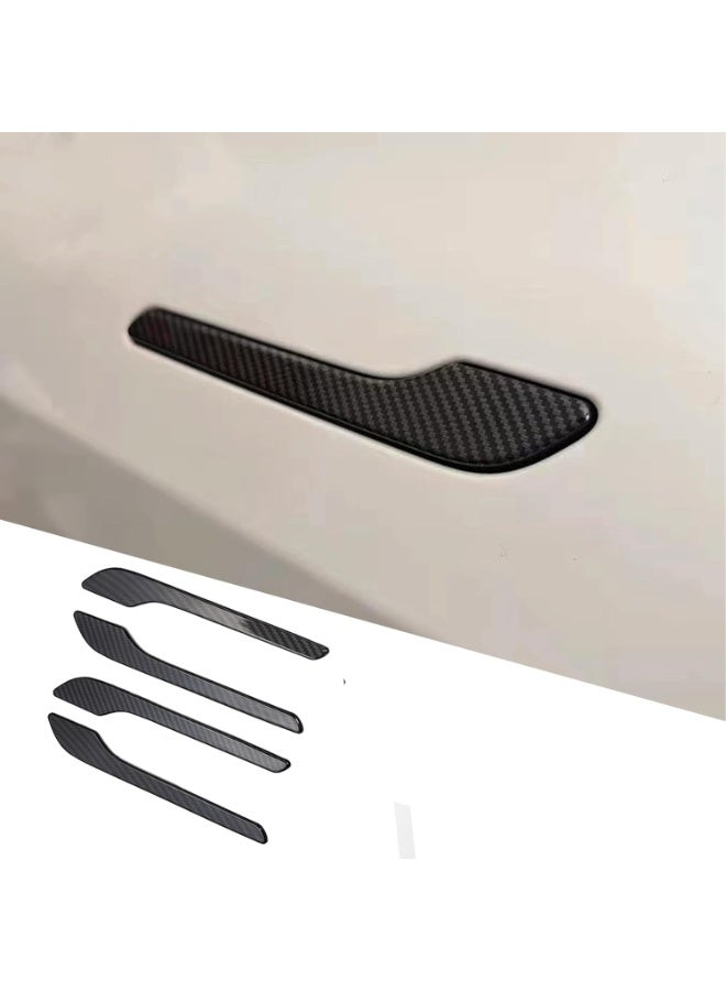 Door Handle Cover for Tesla Model Y/3, Door Handle Decoration Cover Trim fit for Tesla Model 3/Y Exterior Accessories (Glossy Carbon Fiber Pattern) - Image 1