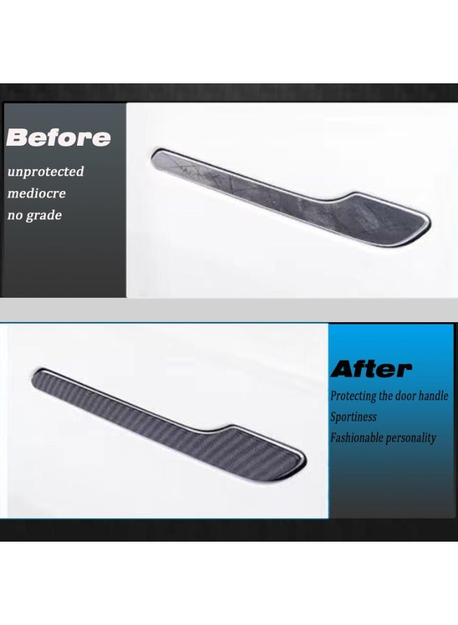Door Handle Cover for Tesla Model Y/3, Door Handle Decoration Cover Trim fit for Tesla Model 3/Y Exterior Accessories (Glossy Carbon Fiber Pattern) - Image 2
