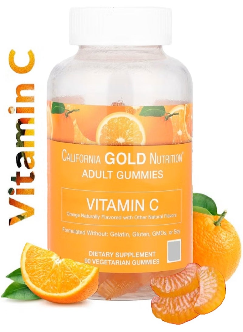كاليفورنيا غولد نيوترشن حلوى فيتامين سي بنكهة البرتقال الطبيعي لتعزيز صحة جهاز المناعة والنشاط المضاد للأكسدة خالية من الجيلاتين 90 علكة نباتية - Image 1