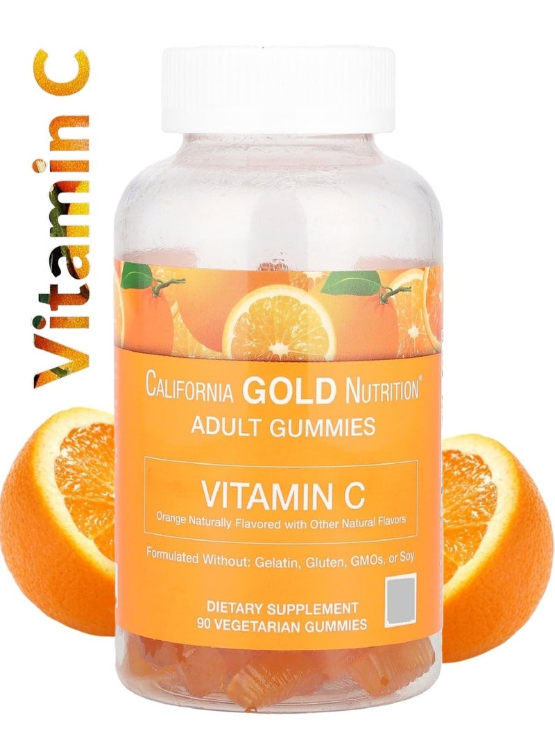 California Gold Nutrition Vitamin C Gummies Natural Orange Flavored Support Immune Health and Antioxidant Activity Gelatin Free 90 Vegetarian Gummies  - Image 1