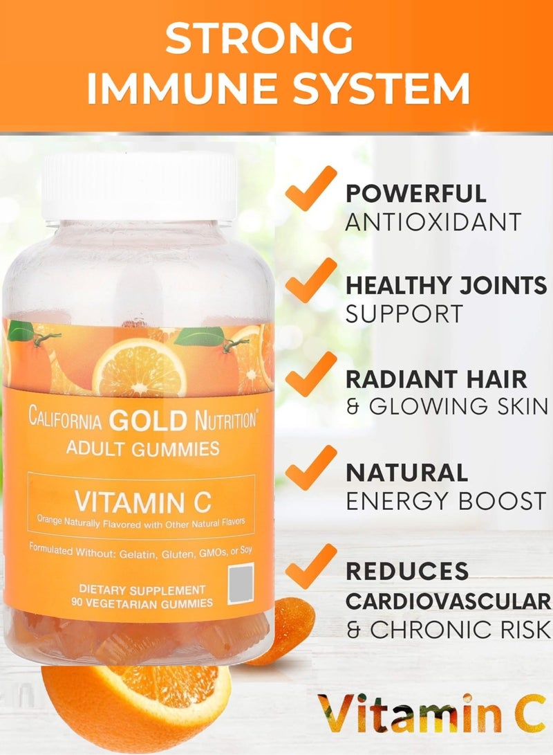 California Gold Nutrition Vitamin C Gummies Natural Orange Flavored Support Immune Health and Antioxidant Activity Gelatin Free 90 Vegetarian Gummies  - Image 2