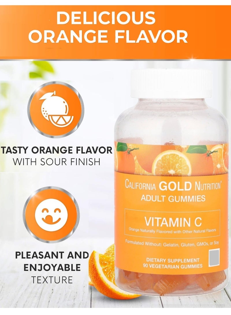 California Gold Nutrition Vitamin C Gummies Natural Orange Flavored Support Immune Health and Antioxidant Activity Gelatin Free 90 Vegetarian Gummies  - Image 5