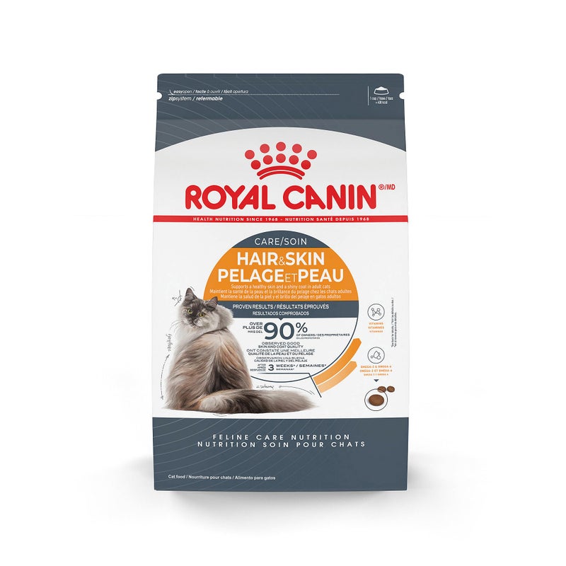 Royal Canin Feline Care Nutrition Hair & Skin Care Adult Dry Cat Food, 3 lb Bag - Image 1