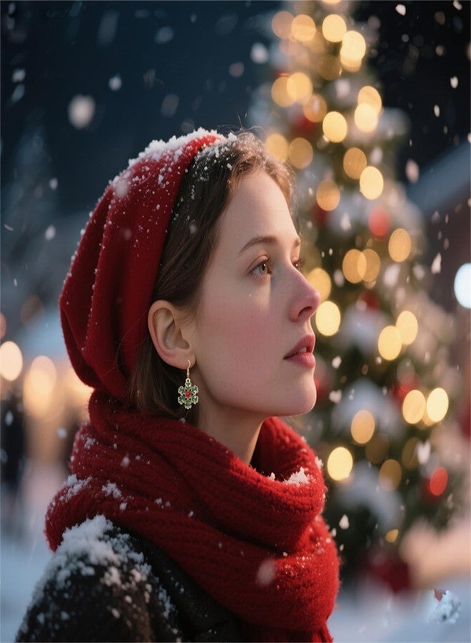 RLHRNDE 10 Pairs Christmas Snowflake Earrings Set for Women Dainty Colorful Enamel Dangle Drop Earrings Trendy A Wide Variety Of Styles Dangling Prom Wedding Xmas Birthday Party Exquisite Jewelry Gift (Gold) - Image 5