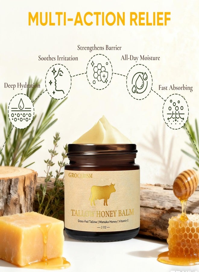 Grocerism Beef Tallow for Skin Face- with Grass-Fed Tallow, Manuka Honey & Calendula, for Soothing & Repairing Dry, Sensitive Skin, All-Natural Moisturizer for Face & Body, Ideal for Daily Soothing Care, 2 Oz - Image 3