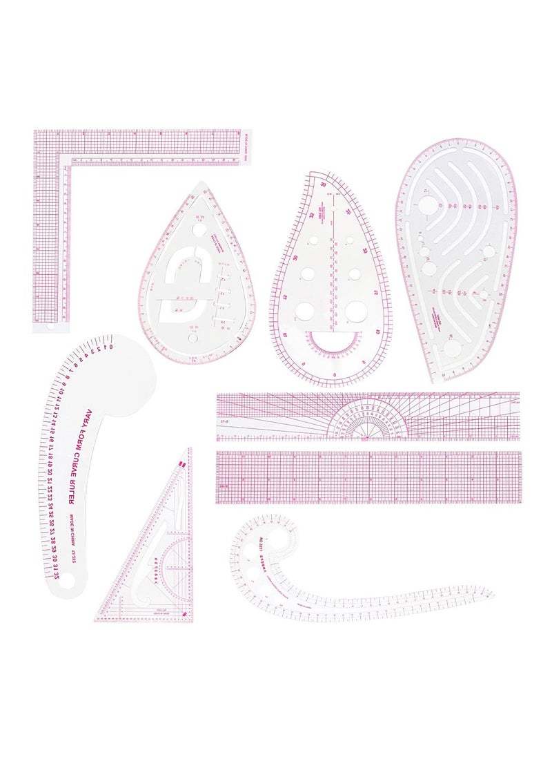 Excefore - Sewing Ruler Tailor Set, 9 Styles Plastic Sew French Curve Ruler for Designers, French Curve Pattern Making Ruler Set for Beginner Tailor Designers, Measuring Sewing Tool Set - Image 1