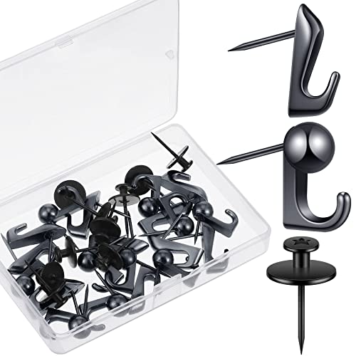 Shimeyao 30 Pieces Push Pin Hooks Push Pin Hangers 20 Lbs Metal Hanger Picture Hanging Nails on Wooden or Fabric Wall for Home or Office - Image 1