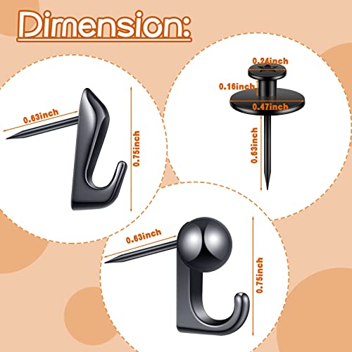 Shimeyao 30 Pieces Push Pin Hooks Push Pin Hangers 20 Lbs Metal Hanger Picture Hanging Nails on Wooden or Fabric Wall for Home or Office - Image 3