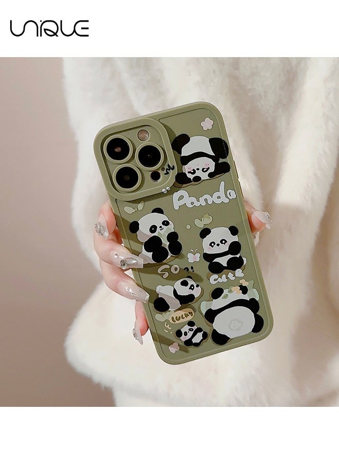 Unique - Compatible with iPhone 15 Pro Cases, Cartoon Panda Pattern Cases, Green Cases - Sleek and Minimalist Phone Cases - TPU Drop Protection - Image 1