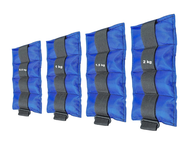 TYCOON PHYSIO SOLUTIONS Physiotherapy Gym & Fitness Instrument Weight Cuffs,Blue (1/2 kg, 1kg, 1.5kg, 2kg) - Image 1