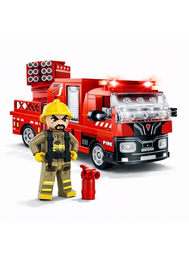 Qman MineCity Fire Truck Building Set – 130 Pieces with Firefighter Mini Figure, Educational Construction Toy for Kids Ages 6+ - Image 1