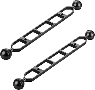 LetonPower Black 11" Double Ball Aluminum Alloy Extension Arm, 1" Ball Head Connector Underwater Arm for Strobe/Video - Image 1