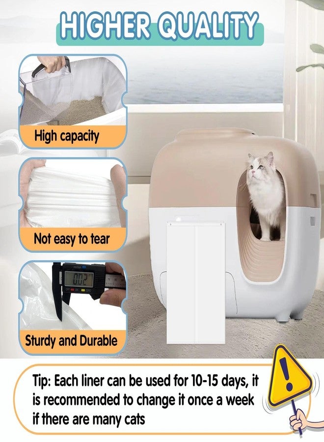 60 كيسًا من أكياس تبطين صندوق فضلات القطط لصندوق فضلات القطط الأوتوماتيكي PetSnowy SNOW+، أكياس تبطين ذاتية الإغلاق مقاومة للتمزق والتسرب لدرج الفضلات - Image 4
