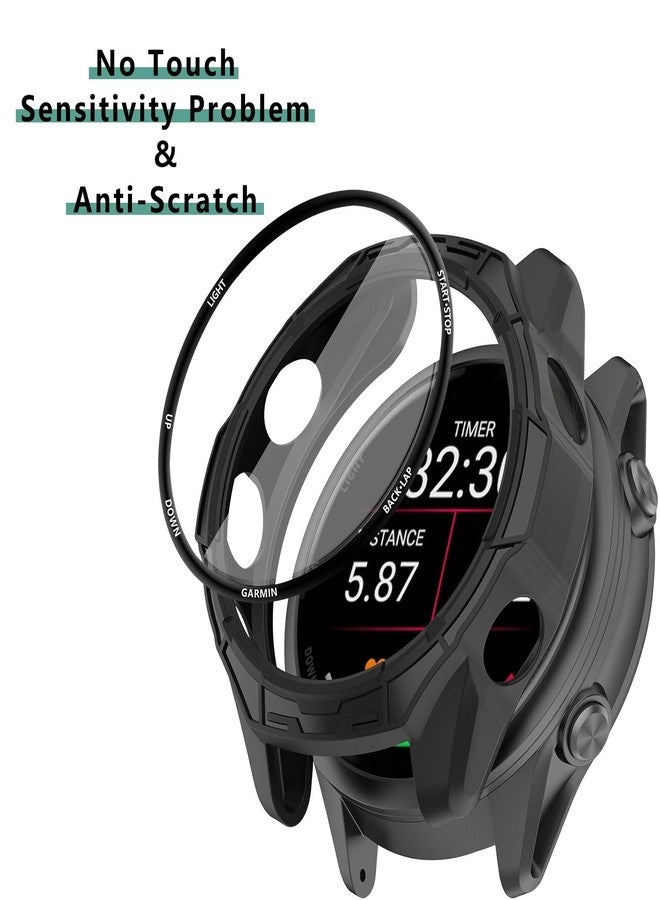 Msvueioe [1+4 Pack] Case with PMMA Screen Protector Compatible with Garmin Forerunner 570 42MM, Bumper Full Coverage Protective Soft Cases Face Cover for Forerunner 570 42MM - Image 4
