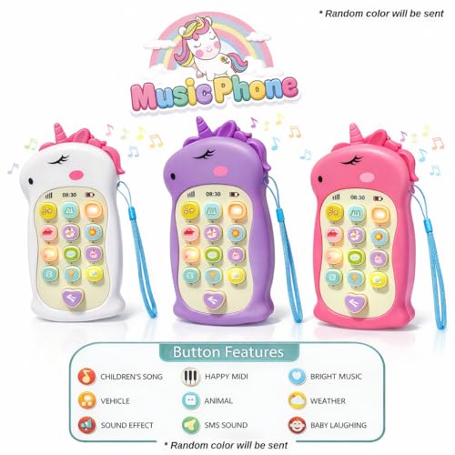 PLUSPOINT Unicorn Phone Toy for Kids with Light Musical Mobile Toy for Baby Toddler Kids Educational Cellphone Call & Chat Learning Play Phone Toy for Role Play Fun for 1 2 3 Year Old - Image 2