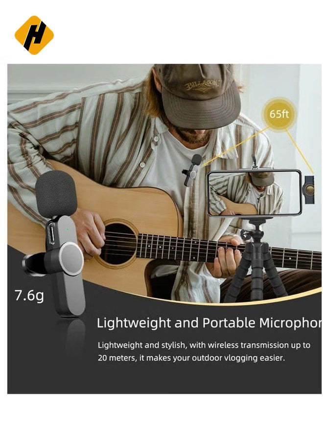 HuHa Wireless Plug-and-Play Clip-on Lapel Microphone in Sleek Black for Crystal Clear Sound"  - Image 4