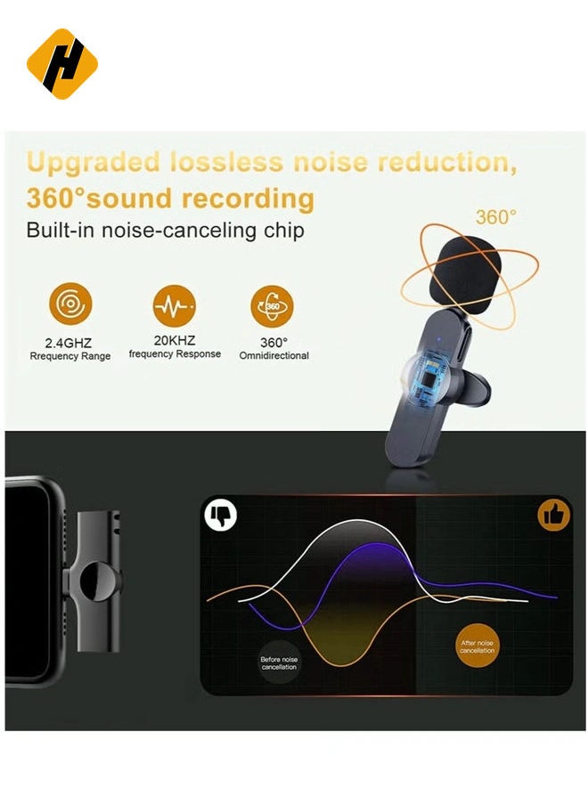 HuHa Wireless Plug-and-Play Clip-on Lapel Microphone in Sleek Black for Crystal Clear Sound"  - Image 3
