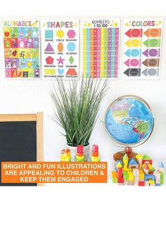 SYOSI Educational Preschool Poster for Toddler and Kid 4 Pcs, Alphabet Numbers Colors Shapes, Classroom Learning Alphabet Poster, Nursery Homeschool Kindergarten, Laminated Educational Supplies 11x17inch  - Image 5