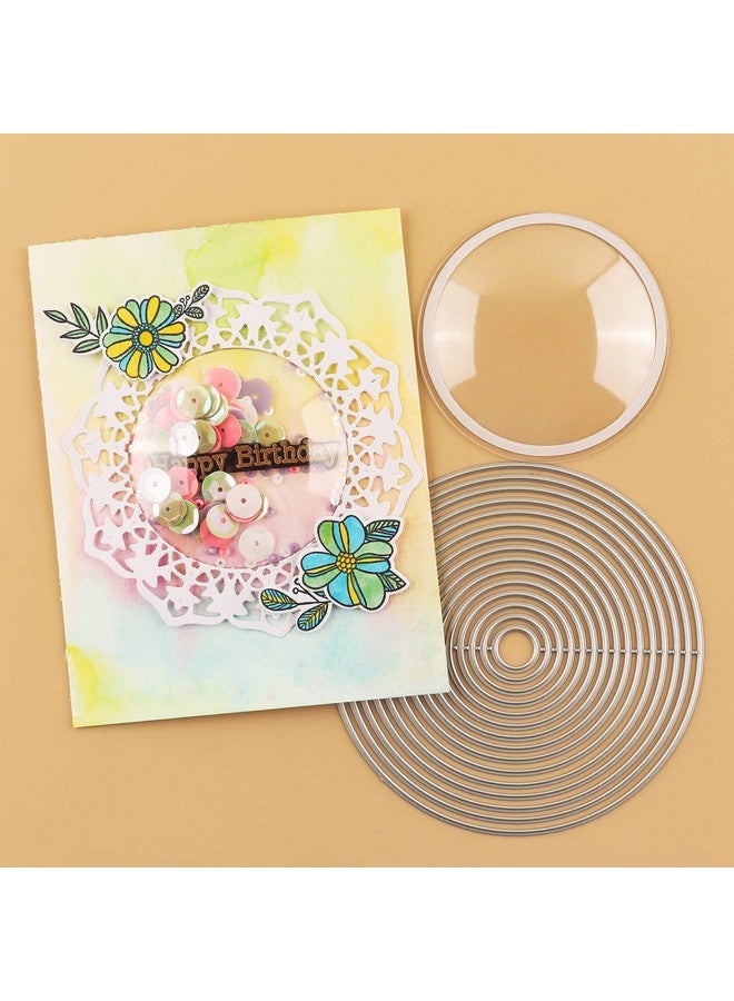 CYFUN DESIGN 30Pcs Circle Dimensional Shaker Domes And 17Pcs/Set Circles Dies For Card Making Diy Scrapbooking 3 Size Plastic Clear Puffy Shaker Covers Shaker Window Blister For Paper Crafting Handmade Crafts - Image 5
