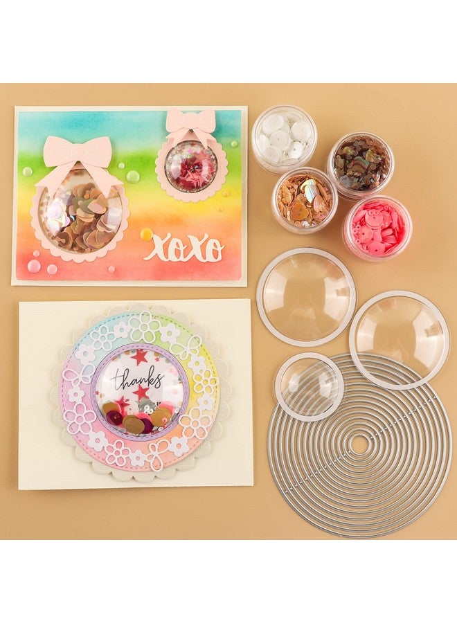 CYFUN DESIGN 30Pcs Circle Dimensional Shaker Domes And 17Pcs/Set Circles Dies For Card Making Diy Scrapbooking 3 Size Plastic Clear Puffy Shaker Covers Shaker Window Blister For Paper Crafting Handmade Crafts - Image 4