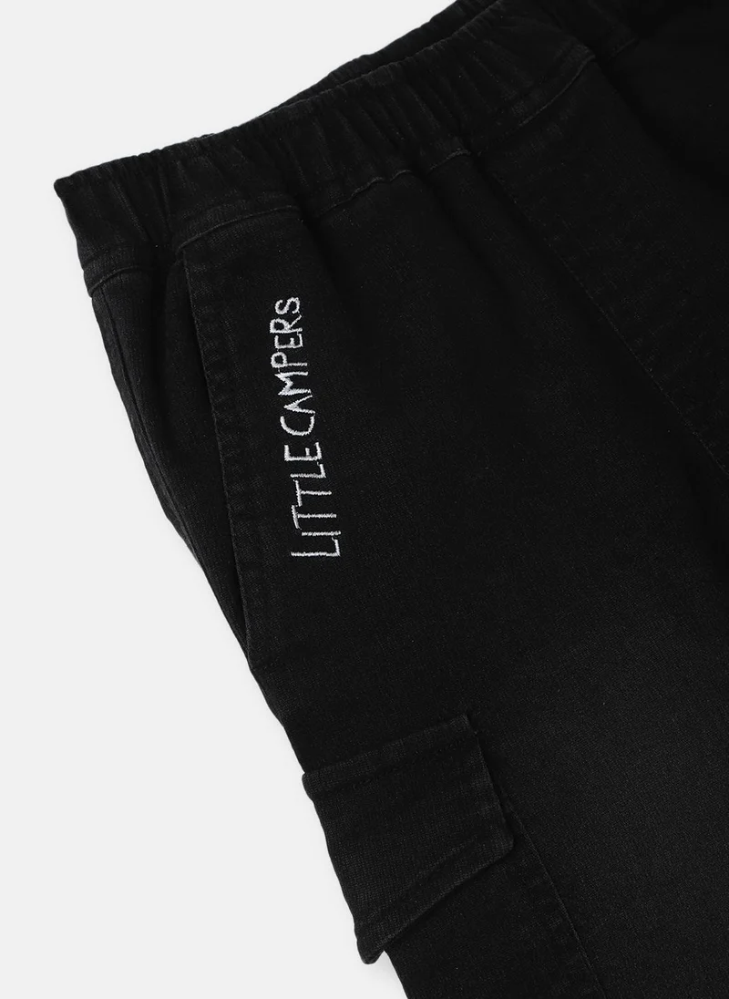 Nautinati Black Nautinati Boys' Cotton Denim Faded Cargo Jeans for Men | Best Price UAE