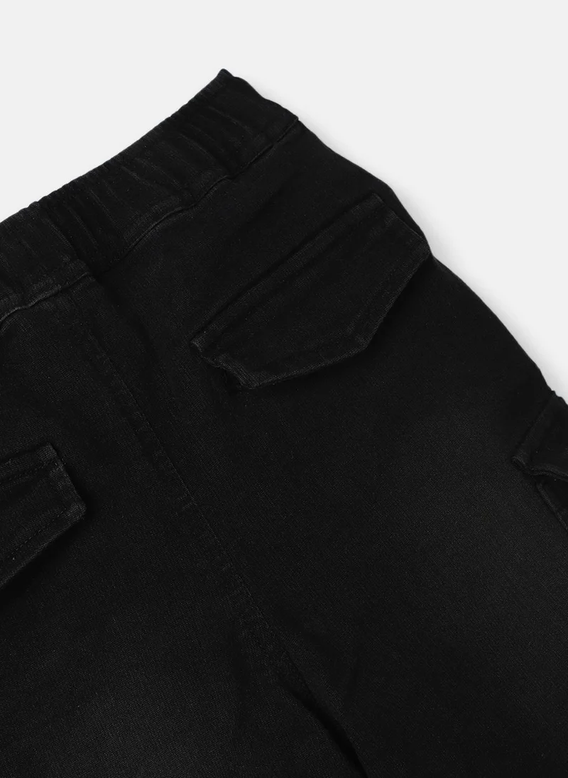 Nautinati Black Nautinati Boys' Cotton Denim Faded Cargo Jeans for Men | Best Price UAE