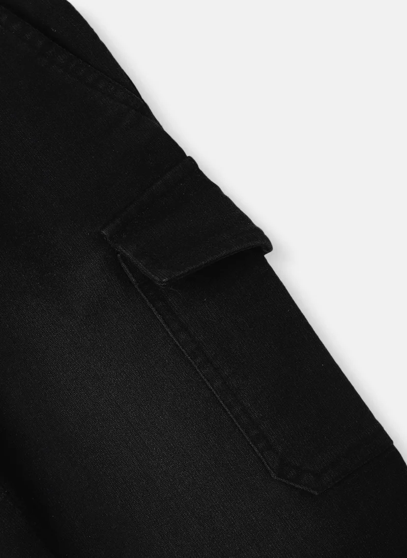 Nautinati Black Nautinati Boys' Cotton Denim Faded Cargo Jeans for Men | Best Price UAE