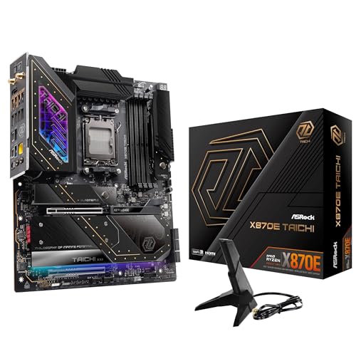 ASRock AMD X870E Taichi Ryzen Socket AM5 X870 Dual Channel DDR5 DIMMs 256 GB 8200 EATX Motherboard M.2 LED WiFi 7 - Image 1