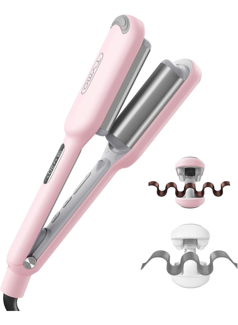 TYMO ROVY Hair Waver Crimper - Hair Curler, Deep Waver Curling Iron, Ionic Curling Wand with Ceramic Tourmaline Barrel for Women, Anti-Scald, Quick & Easy, Dual Voltage, Pink 25mm - Image 1