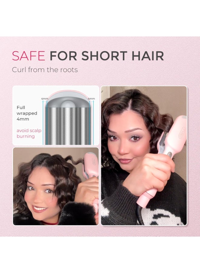 TYMO ROVY Hair Waver Crimper - Hair Curler, Deep Waver Curling Iron, Ionic Curling Wand with Ceramic Tourmaline Barrel for Women, Anti-Scald, Quick & Easy, Dual Voltage, Pink 25mm - Image 2