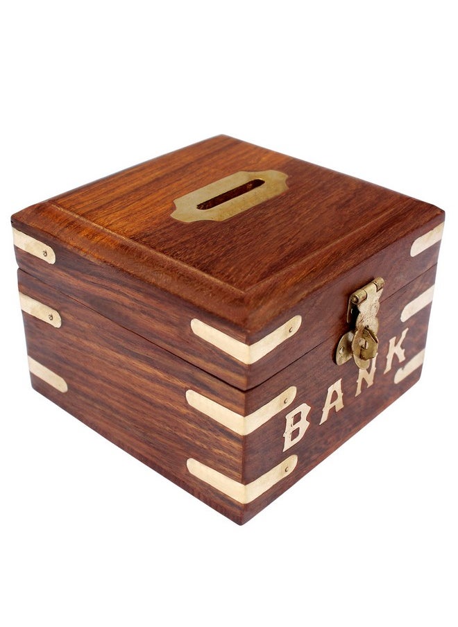 ITOS365 Handicrafted Wooden Money Bank - Coin Saving Box - Piggy Bank - Gifts For Kids, Girls, Boys & Adults, Antique  - Image 1